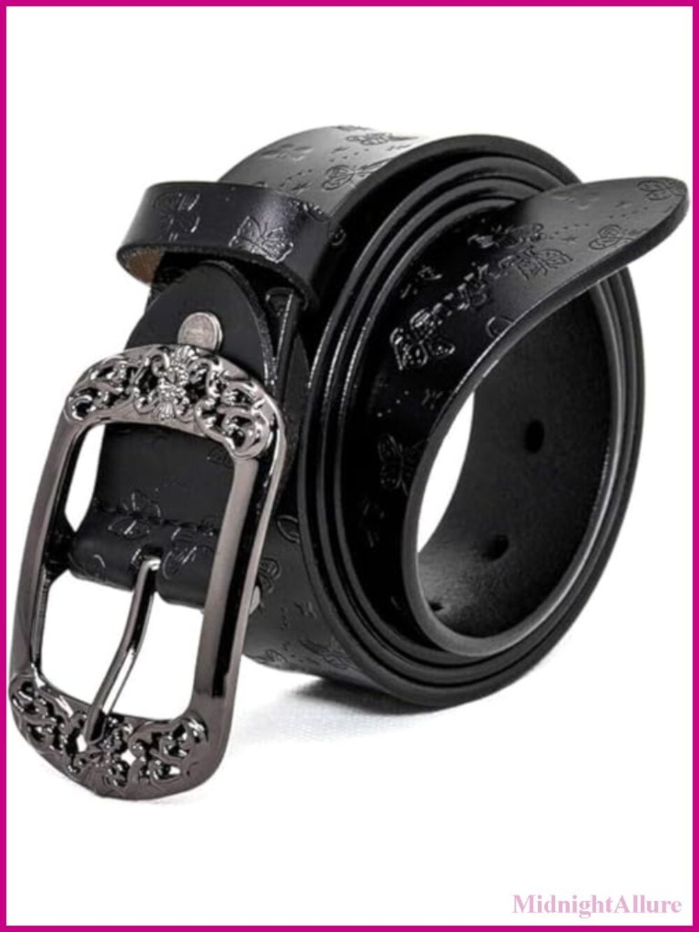 Genuine Leather Belt for Jeans Butterfly Embossed Buckle Gift Box